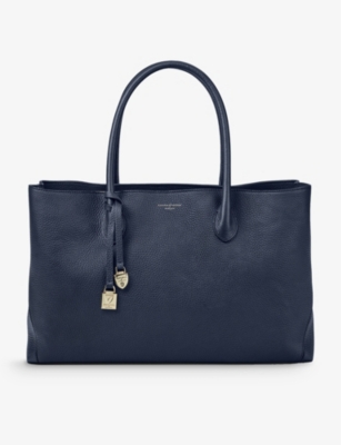 Aspinal Of London Womens London Large Leather Tote Bag In Navy