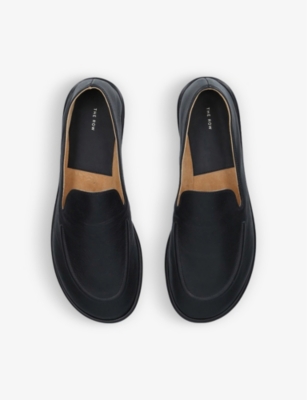 The Row Canal Leather Loafers In Black