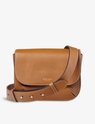 ASPINAL OF LONDON WOMENS TAN ELLA LOGO-PRINT GRAINED-LEATHER CROSS-BODY BAG 56815901