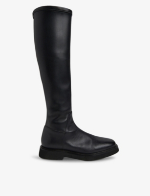 Whistles Womens Black Knee-high Stretch Leather-blend Boots