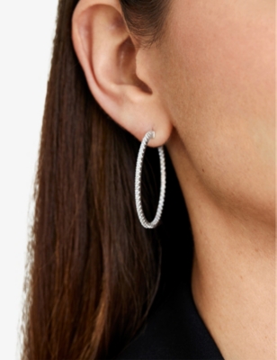 Carat London Womens Silver Paloma Sterling-silver And Cubic Zirconia Hoop Earrings In Silver