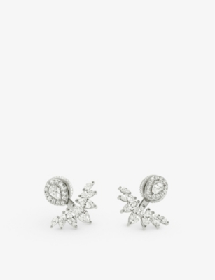 Carat London Womens Silver Suriya Sterling-silver And Cubic Zirconia Earrings