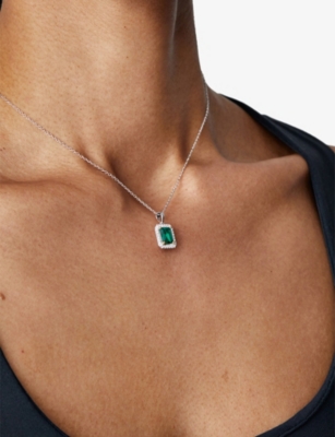 CARAT LONDON WOMENS ETON STERLING-SILVER AND CUBIC ZIRCONIA PENDANT NECKLAC 63836791