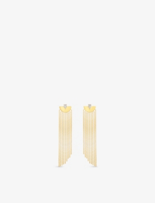 Carat London Womens Gold Maia Yellow Gold-plated Vermeil Sterling-silver And Cubic Zirconia Drop Ear
