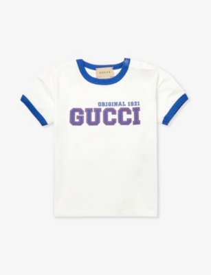 Gucci Babies' Logo Text-print Cotton-jersey T-shirt In White