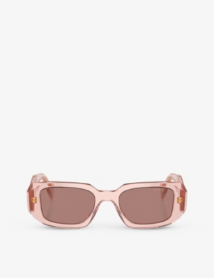 Prada Womens Pink Pr 17ws Rectangular-frame Acetate Sunglasses In Pink