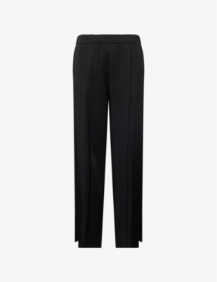 JIL SANDER WOMENS BLACK STRAIGHT-LEG HIGH-RISE WOVEN-BLEND TROUSERS 