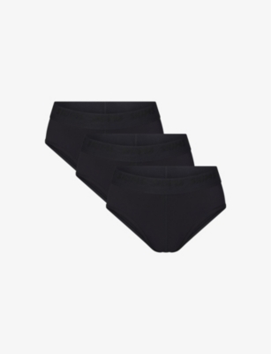 Skims 3-pack Seamless Modal Blend Briefs In Obsidian