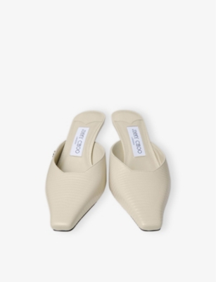 Shop Jimmy Choo Womens Bamboo Vivi 65 Lizard-effect Leather Heeled Mules Eur 38.5 / 5.5 Uk
