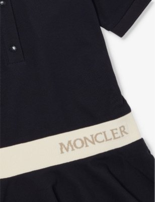 MONCLER NAVY LOGO-WAISTBAND STRETCH-COTTON POLO DRESS 4-14 